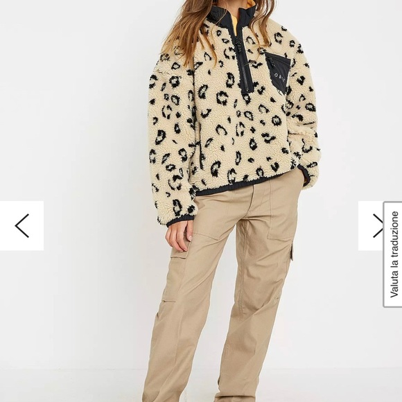 OBEY | M | Chiller Leopard Stampa Teddy Fleece Pullover Jacket - Picture 6 of 12